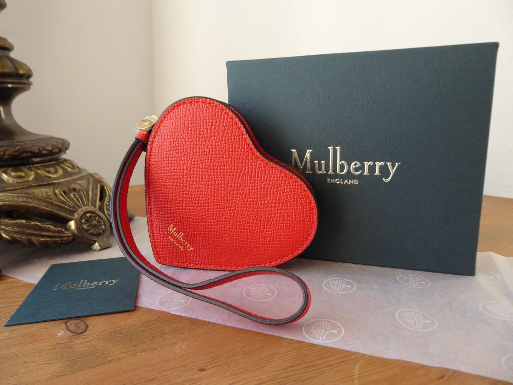 Mulberry Valentine Heart Coin Purse Wristlet in Lipstick Red Small Printed Grain - SOLD