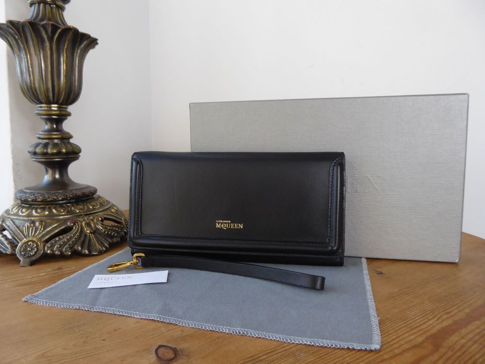 Alexander McQueen Heroine Wristlet Wallet Clutch in Black Soft Calfskin - SOLD