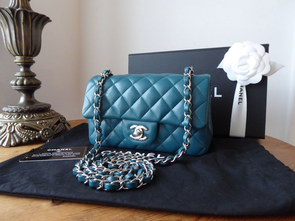 Chanel Classic Rectangular Mini Flap Bag in Dark Turquoise Caviar with ...