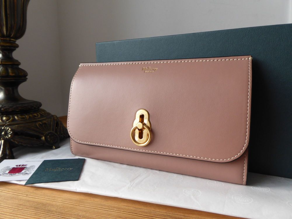 Mulberry Amberley Continental Long Wallet in Dark Blush Smooth Calf Leather