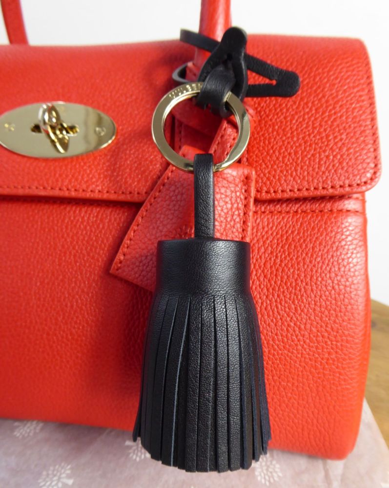 Mulberry Tassle Keyring Bag Charm in Black Lamb Nappa Leather - SOLD