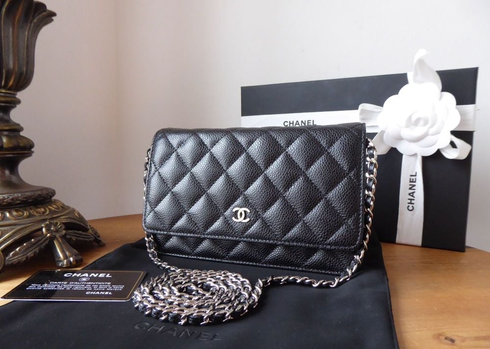 Chanel Silver Patent Leather Boy Wallet On Chain Shoulder Bag