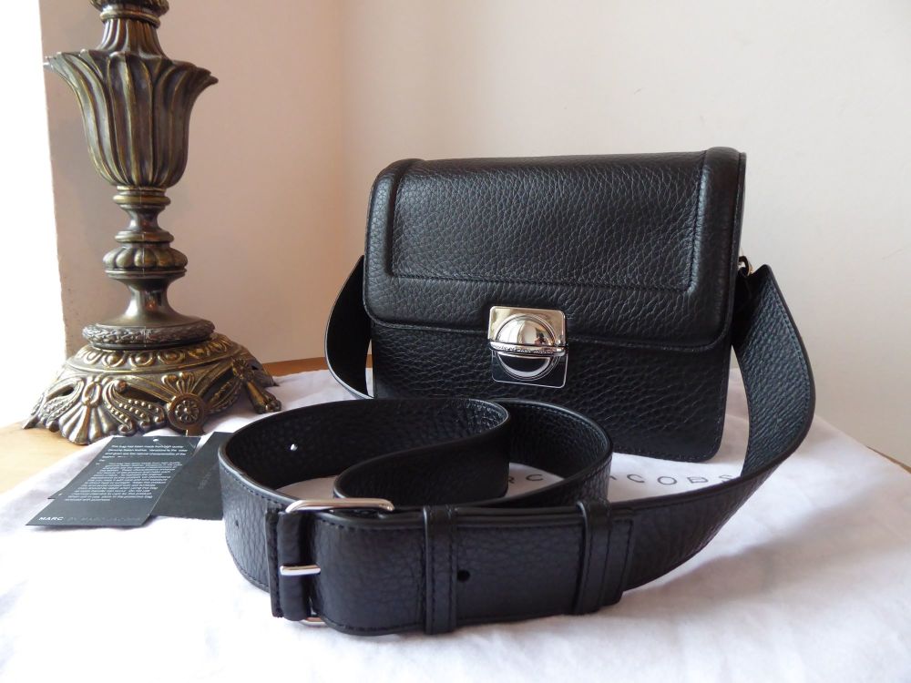 Marc by Marc Jacobs Top Schooly Crossbody Satchel in Black Pebbled Leather 