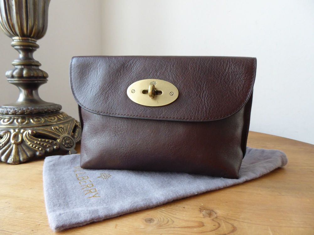 Mulberry Postmans Locked Cosmetic Pouch in Chocolate Natural Leather - SOLD