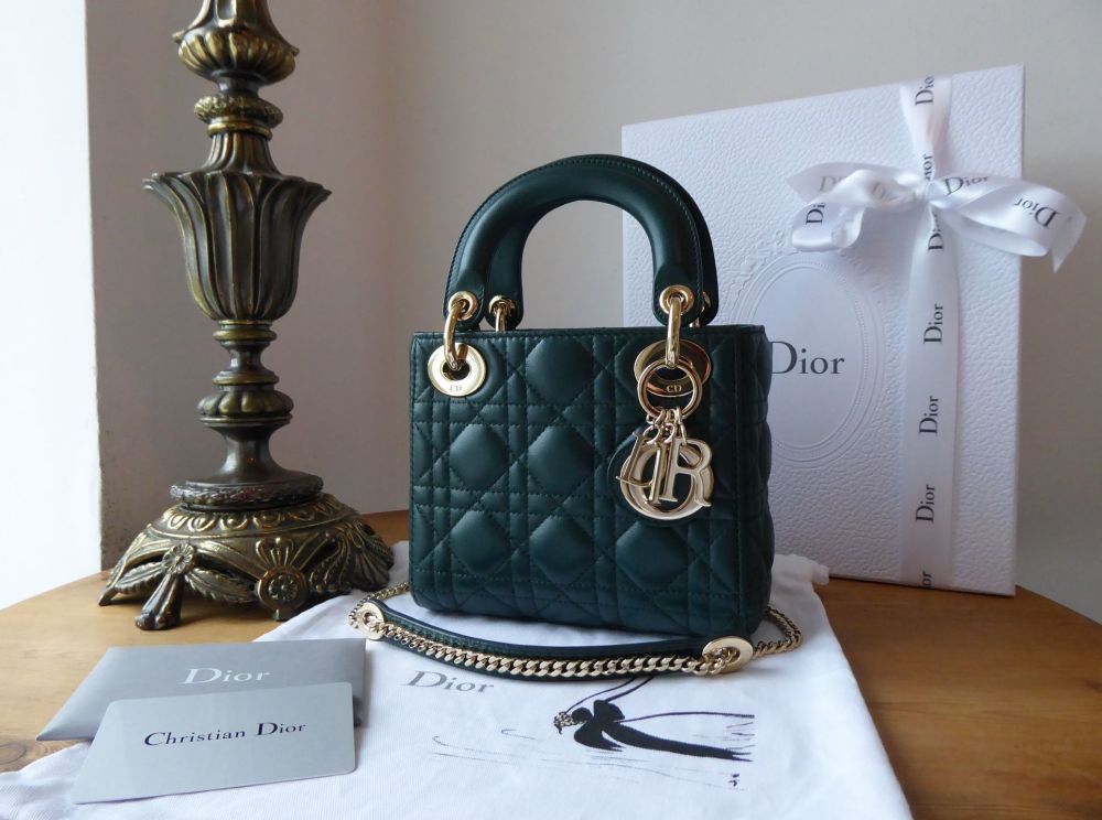 Dior Mini Lady Dior in Dark Cypress Green Cannage Lambskin - SOLD