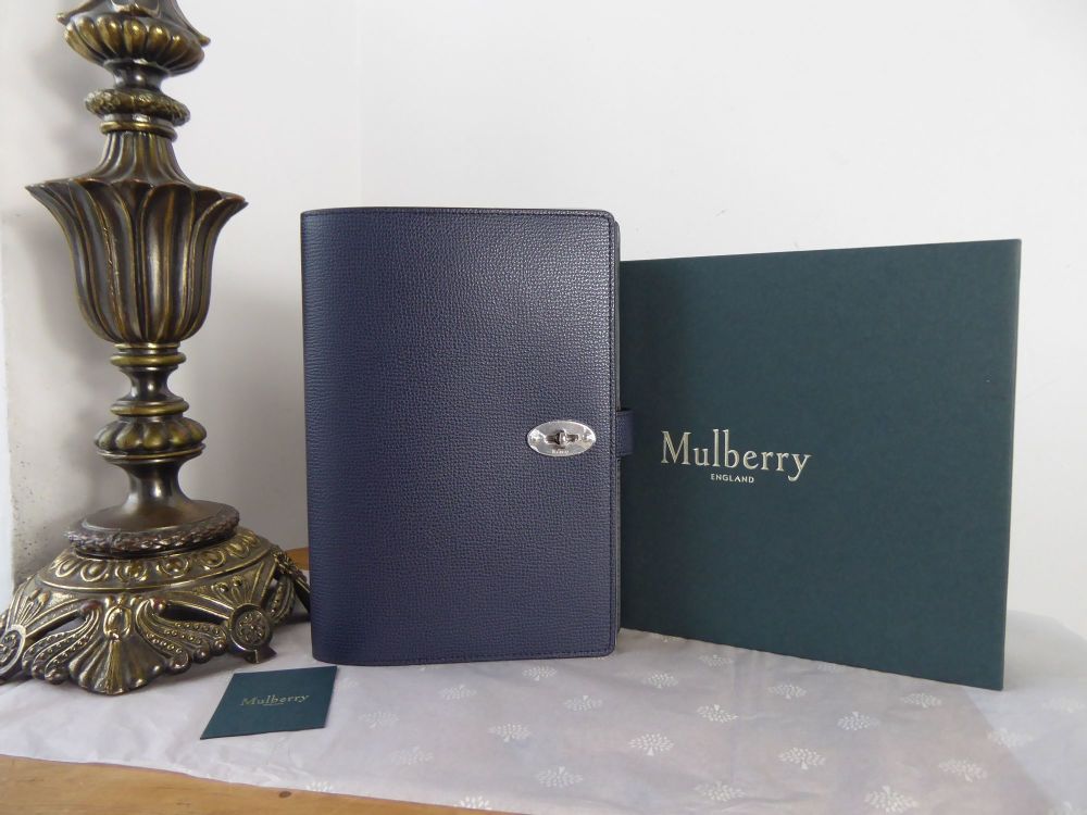 Mulberry Postmans Locked A5 Notebook in Midnight Blue Crossgrain Leather - SOLD