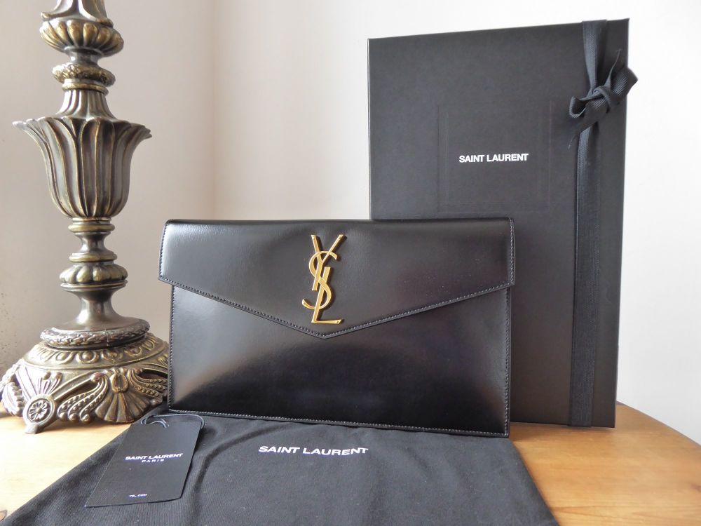 YSL Uptown Clutch in Shiny Smooth Leather