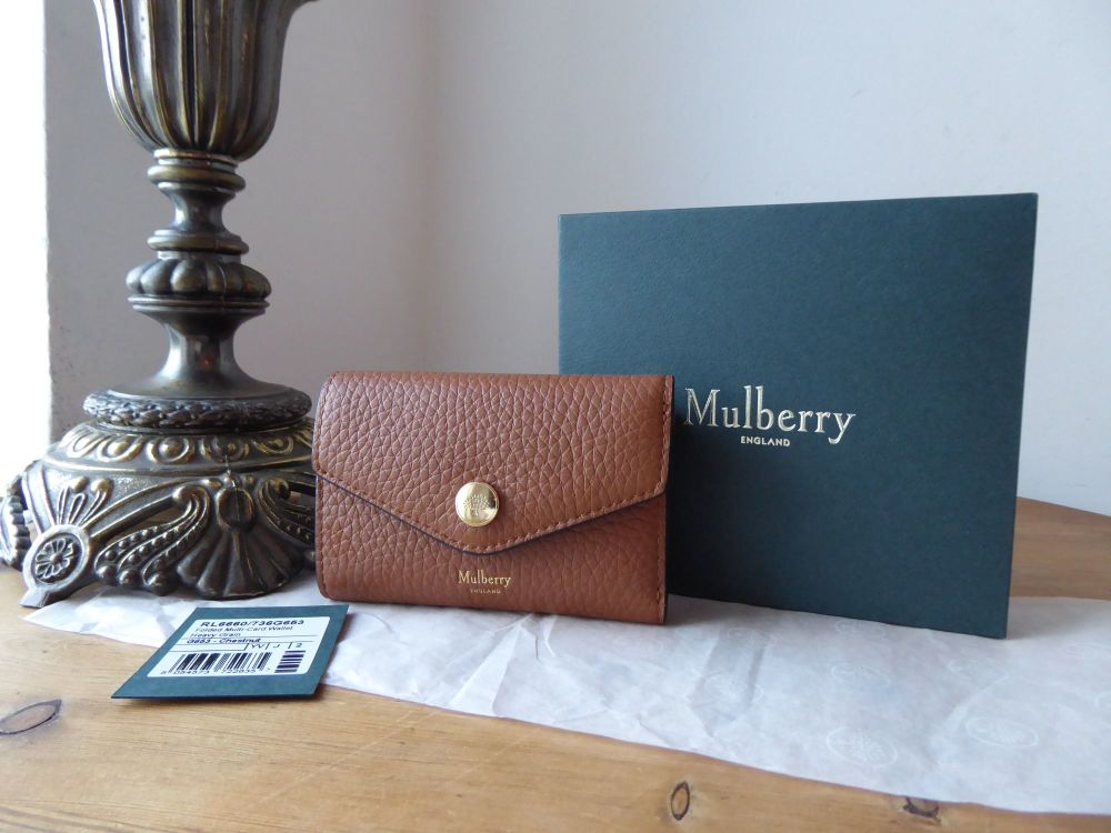 Mulberry Folded Multi-Card Wallet Purse in Chestnut Heavy Grain - SOLD