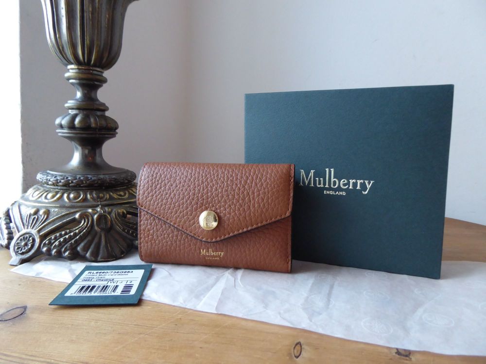 Mulberry Folded Multi-Card Wallet Purse in Chestnut Heavy Grain