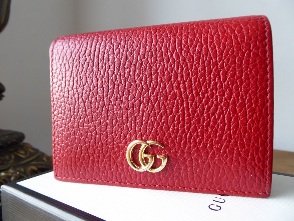Gucci GG Marmont Petite Flap Wallet in Hibiscus Red Textured Calfskin - SOLD