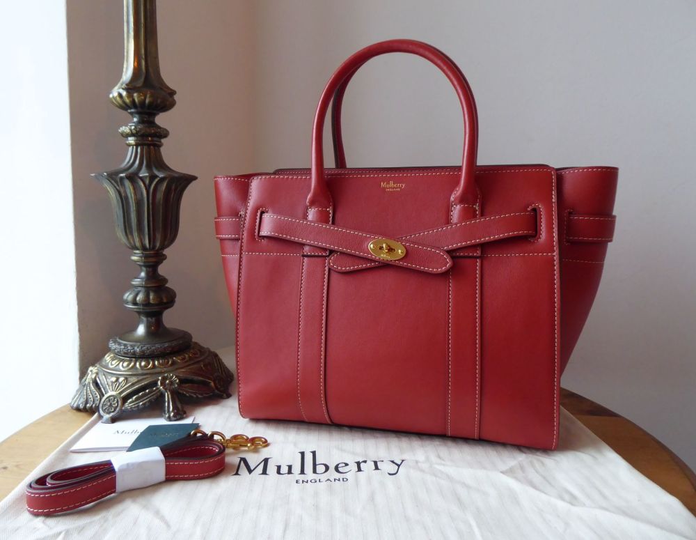 Mulberry Small Zipped Bayswater in Red Ochre Silky Calf Leather - New
