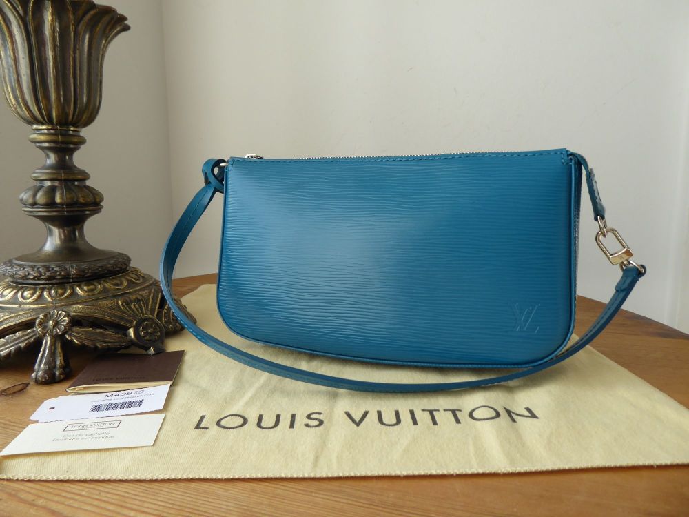 Louis Vuitton Pochette Accessoires NM in Epi Cyan with Shiny Silver Hardwar