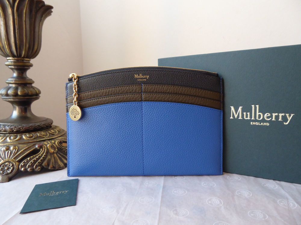 Mulberry Curved Traveller Zip Travel Pouch Wallet in Porcelain Blue - New