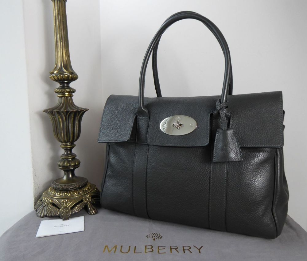 Mulberry Classic Heritage Bayswater in Graphite Grey Pebbled Leather ...