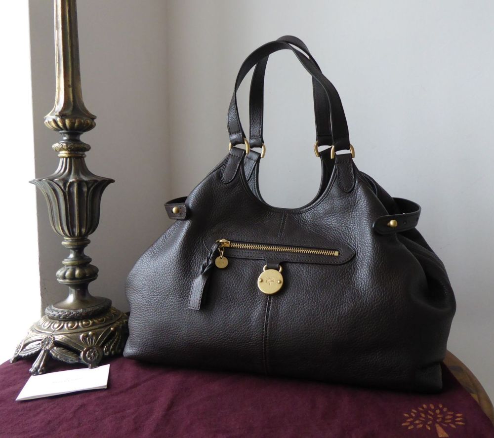 Mulberry Somerset Shoulder Tote in Chocolate Pebbled Leather 