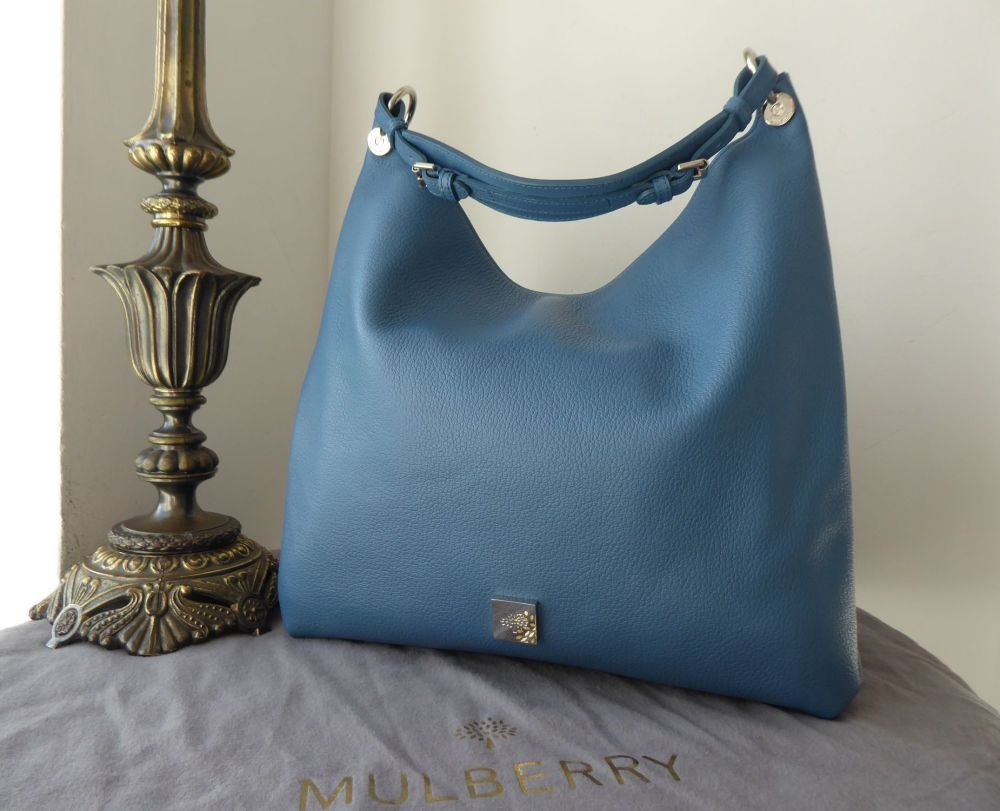 Mulberry Large Freya Hobo in Steel Blue Goat Printed Calf Leather  