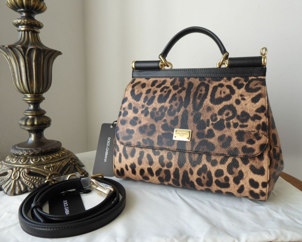 Dolce & Gabbana Sicily in Vitello Stampa Dauphine Leopard Printed Leather -