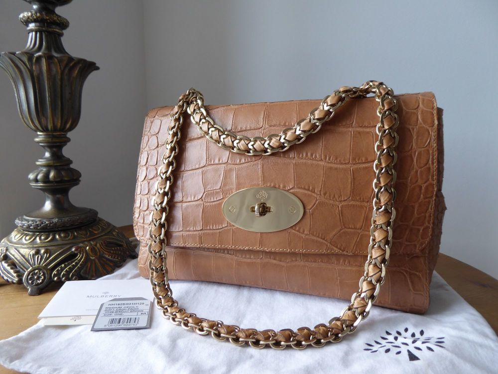 Mulberry Medium Top Handle Lily Cecily in Biscuit Brown Soft Croc Print Cal