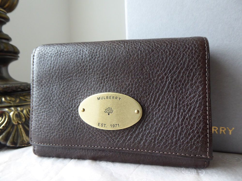 Mulberry French Plaque Wallet Purse in Chocolate Vegetable Tanned Leather