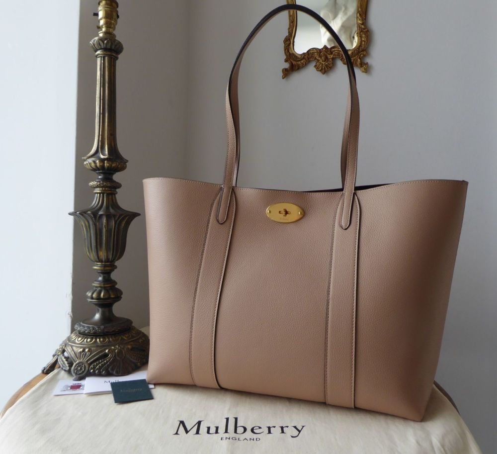 Mulberry Bayswater with Strap Small Classic Grain Leather Bag, Rosewater
