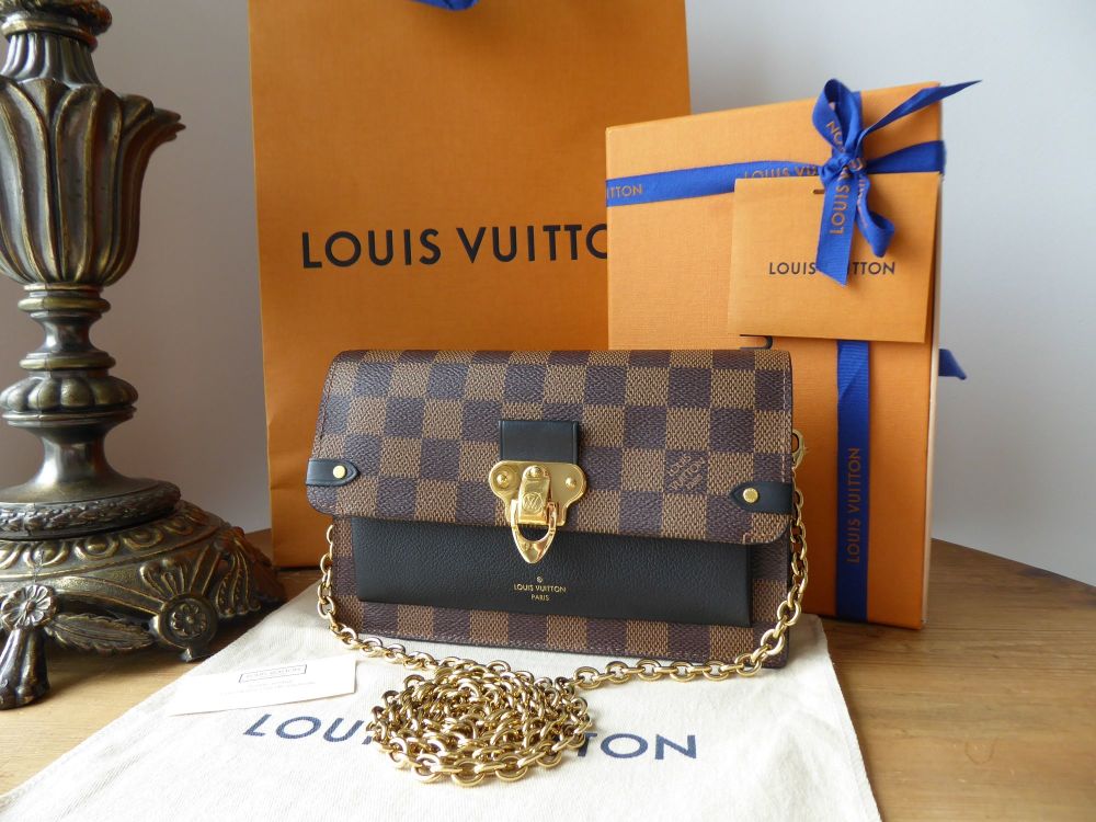 Louis Vuitton Damier Ebene Vavin Chain Wallet Black