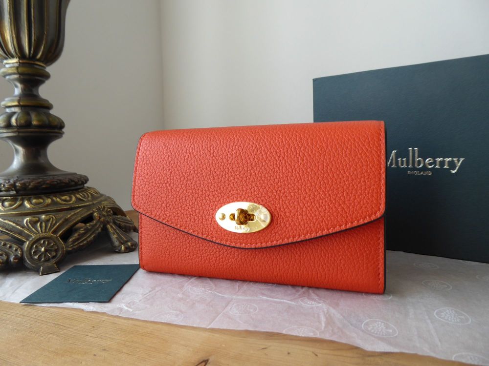 Mulberry Darley Medium Purse Wallet in Tangerine Orange Small Classic Grain SOLD