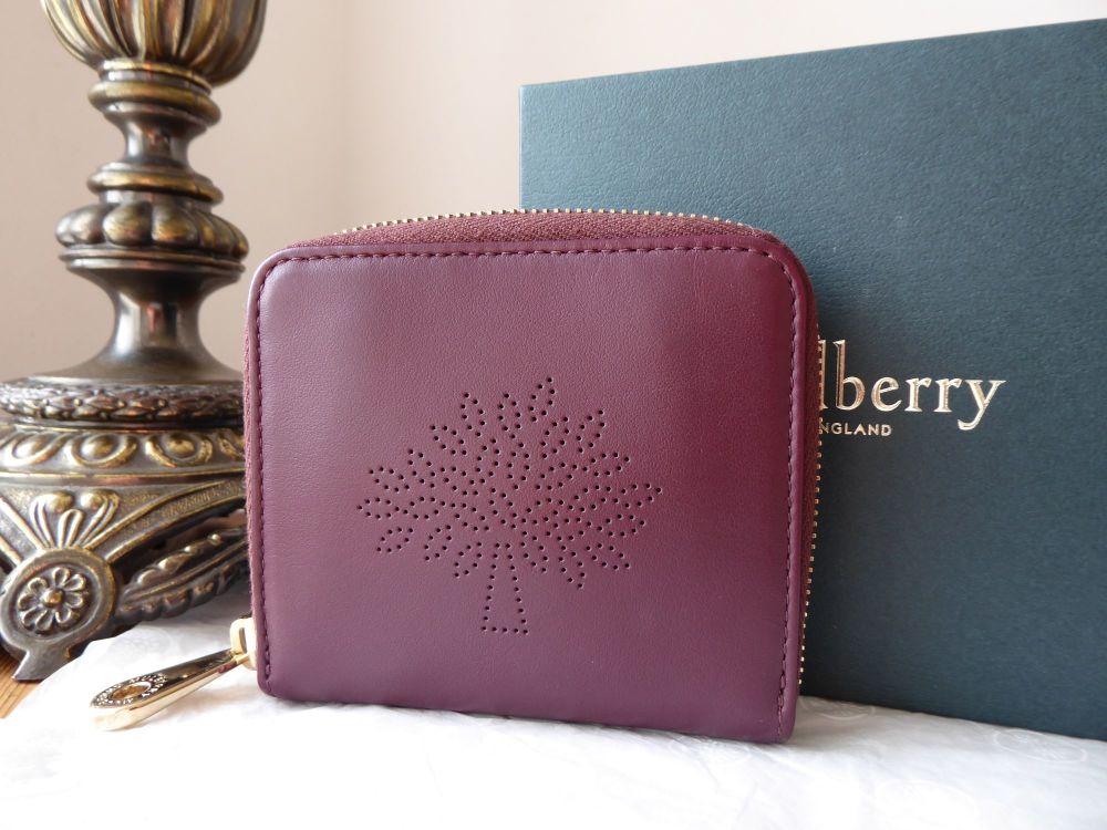 Mulberry Blossom Compact Bifold Wallet in Oxblood Calf Nappa Leather 