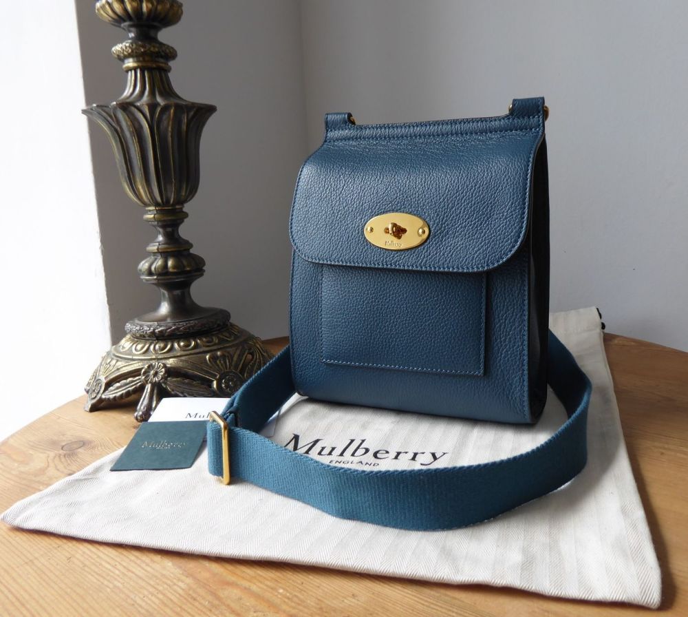 Mulberry Small Antony Messenger in Deep Sea Blue Small Classic Grain - SOLD