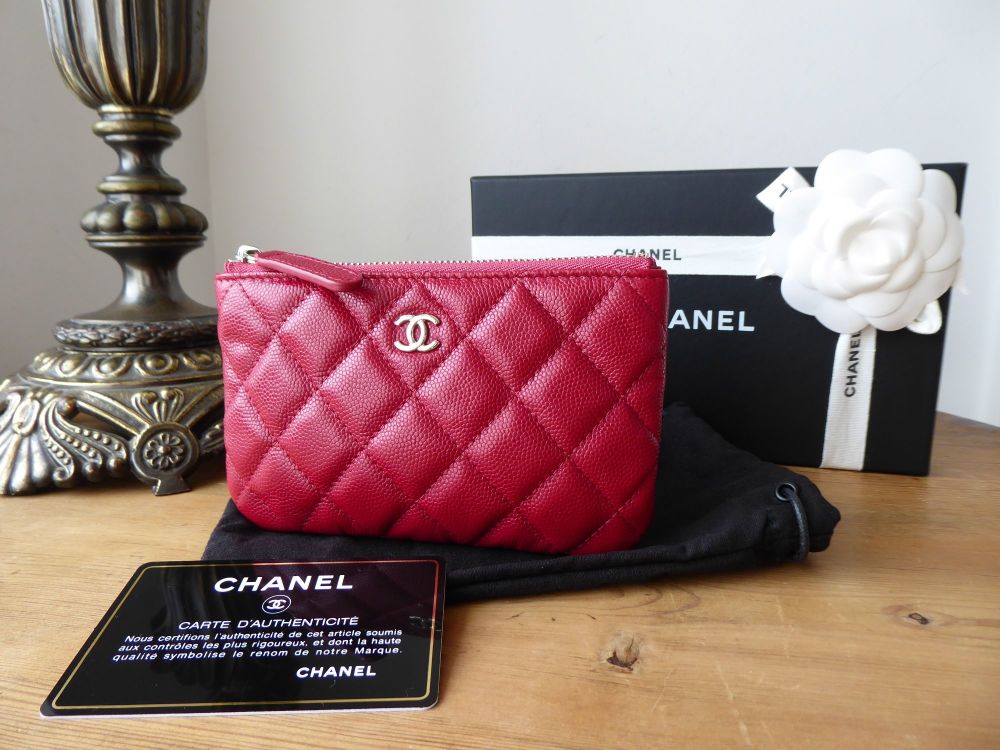 Chanel Mini Zip Purse O Case in Dark Pink Caviar with Silver Hardware - SOLD