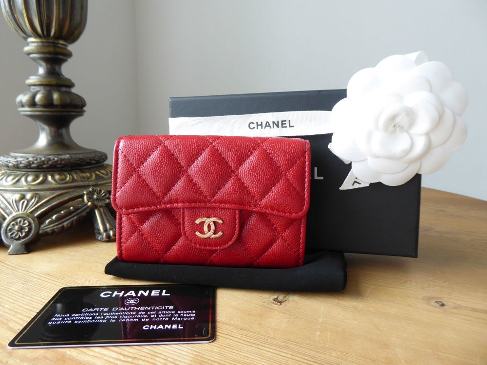 Chanel Classic Large Flap Wallet In Raspberry Red Caviar With Shiny Silver  Hardware SOLD