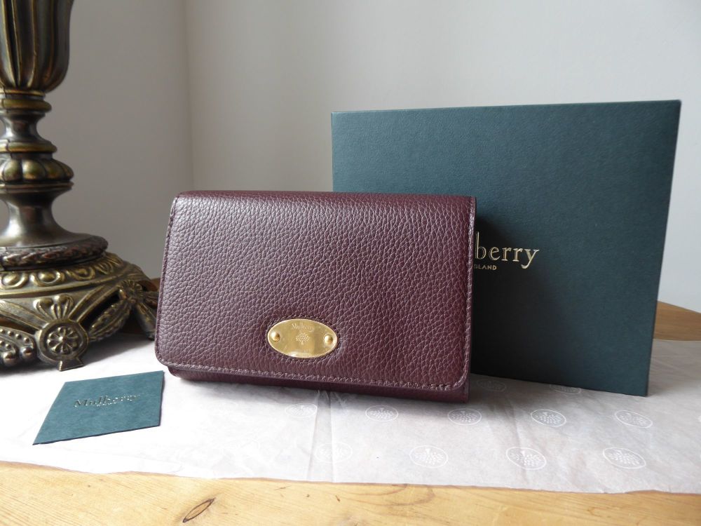 Mulberry Plaque Medium French Wallet Purse in Oxblood Small Classic Grain Leather - SOLD