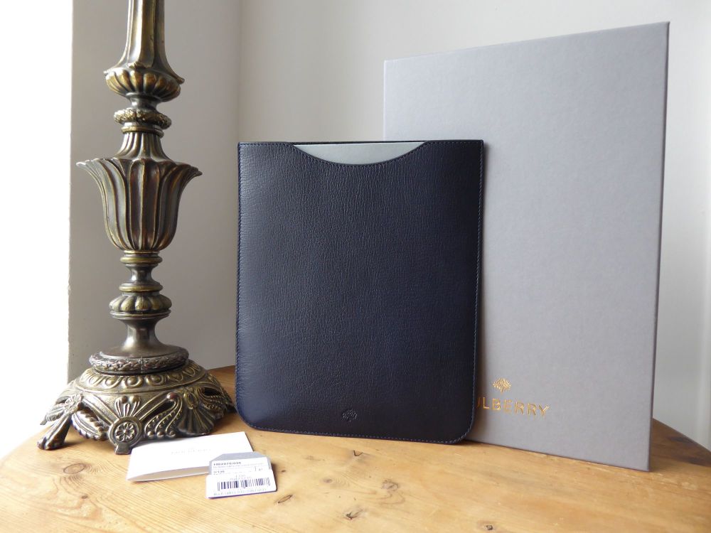 Mulberry Simple iPad Tablet Sleeve Case in Midnight Blue Dark Navy Shiny Goat - SOLD