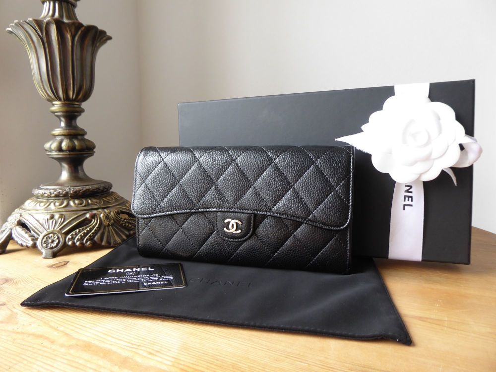 Chanel long wallet black caviar