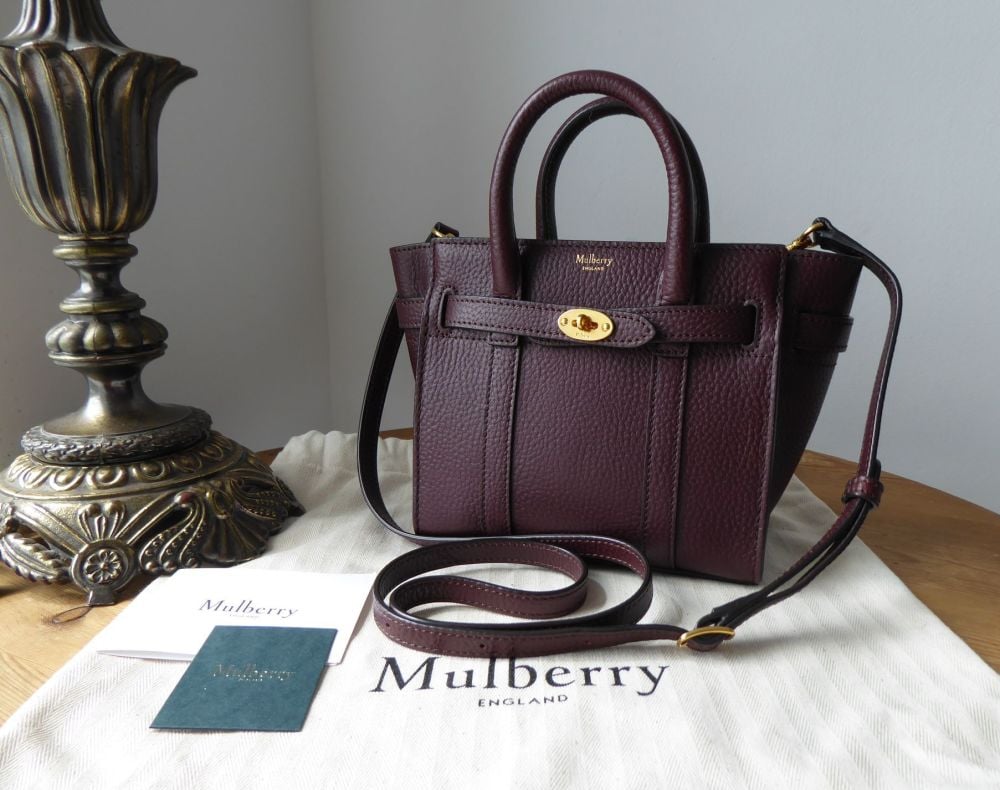 Mulberry Micro Zipped Bayswater in Oxblood Grain Vegetable Tanned Leather - SOLD