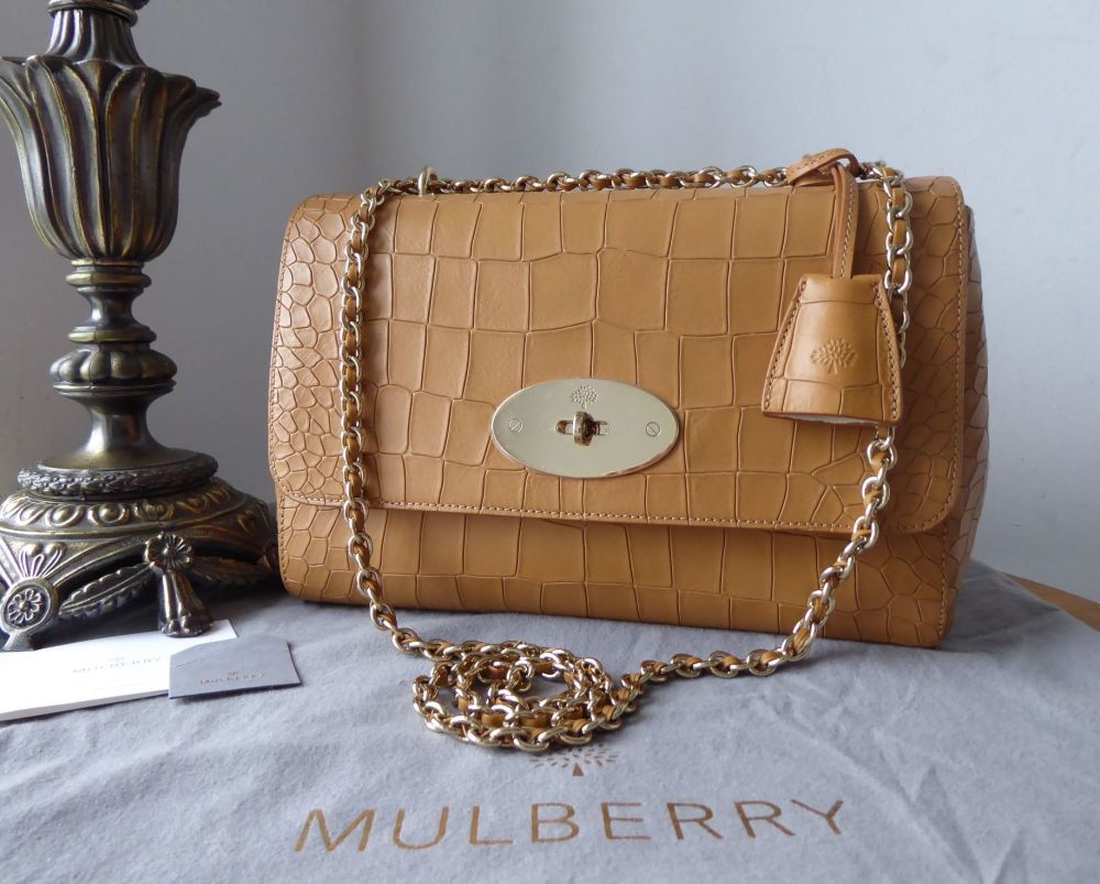 Mulberry Medium Lily in Camel Deep Embossed Croc Print Calfskin - SOLD