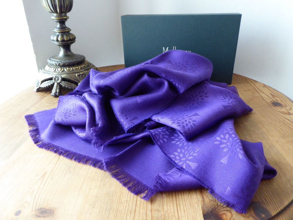Mulberry Tree Rectangular Scarf in Purple Violet Silk Cotton Mix  - SOLD