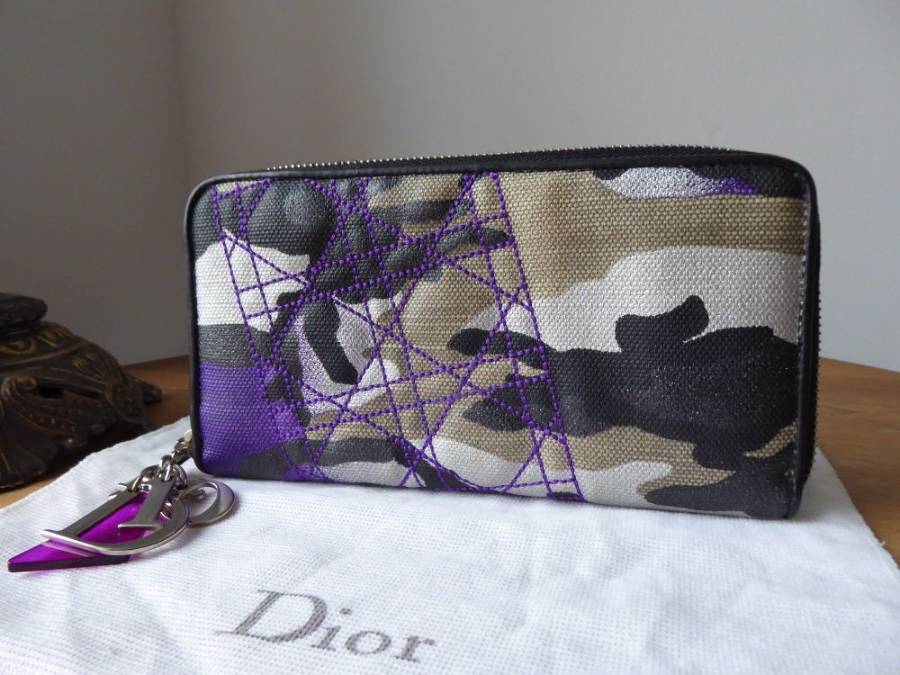 Dior Limited Edition Anselm Reyle Abstract Camo Printed Large Zip Around Continental Purse - SOLD