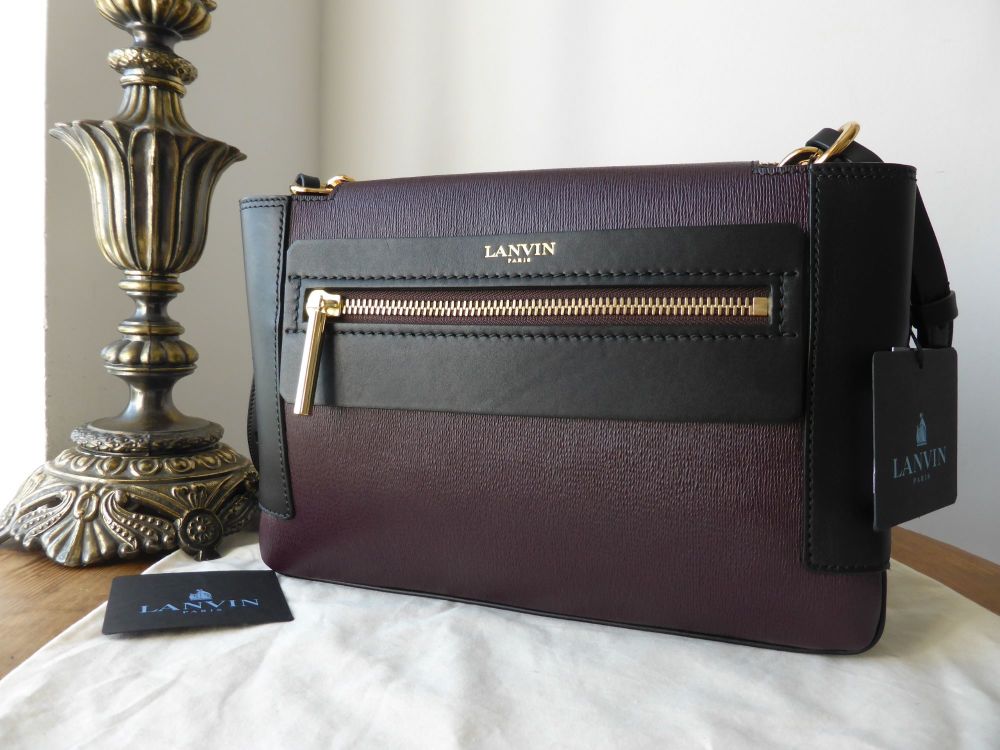 Lanvin Le Jour Beyond Shoulder Bag in Aubergine and Black Calfskin - SOLD
