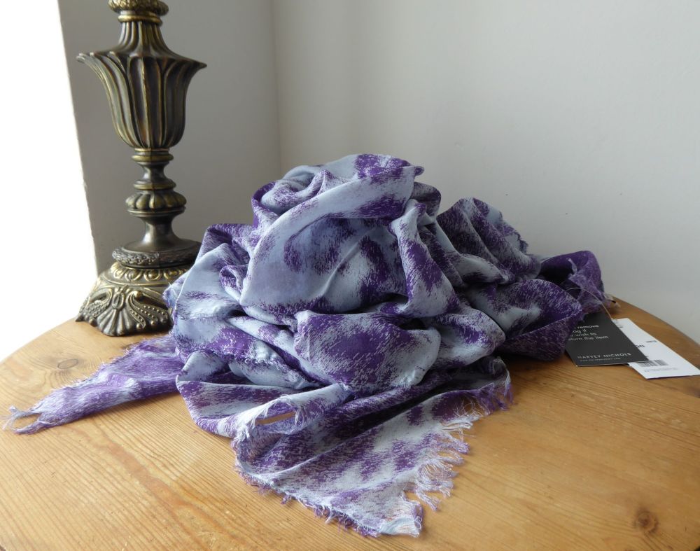Stella McCartney XL Scarf Wrap Stole in Purple Animalia Leopard Print Modal Silk Mix - SOLD