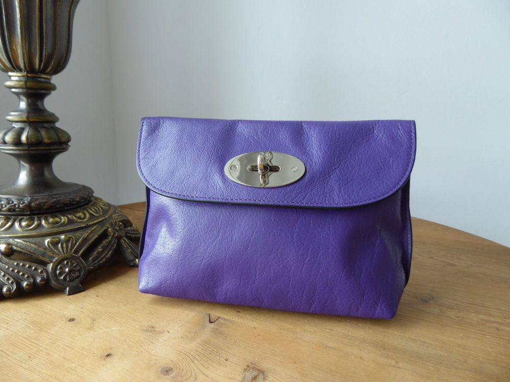 Mulberry Locked Cosmetic Pouch in Blueberry Soft Buffalo Leather  - SOLD