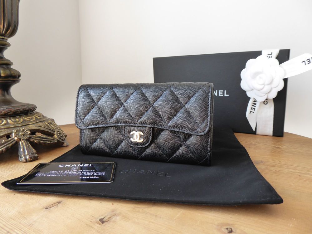 Chanel Classic Medium Flap Purse Wallet in Black Quilted Caviar with Gold  Hardware - SOLD