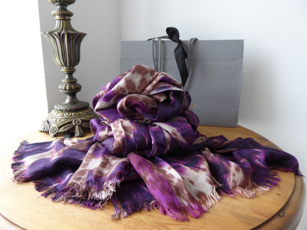 Mulberry Loopy Leopard Large Scarf Wrap in Purple Plum Bamboo Soya Mix  - SOLD