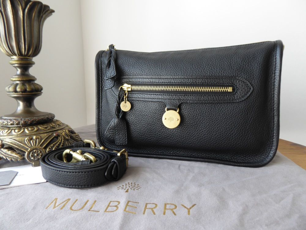 Mulberry Somerset Small Satchel Shoulder Messenger in Black Pebbled Leather