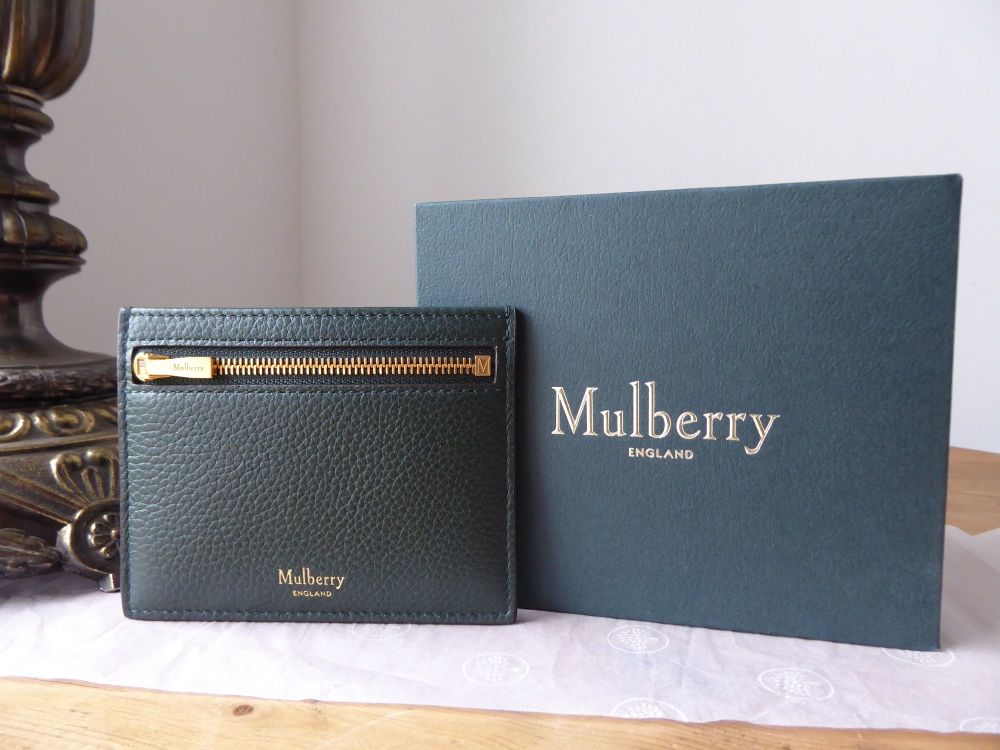 Mulberry Zipped Card Slip Holder in Mulberry Green Small Classic Grain - SOLD