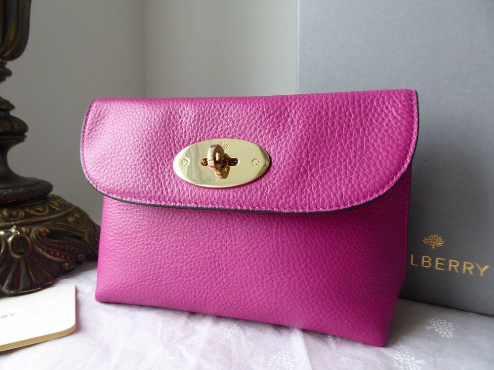Mulberry Locked Cosmetic Pouch in Hot Fuchsia Spongy Pebbled Leather - SOLD