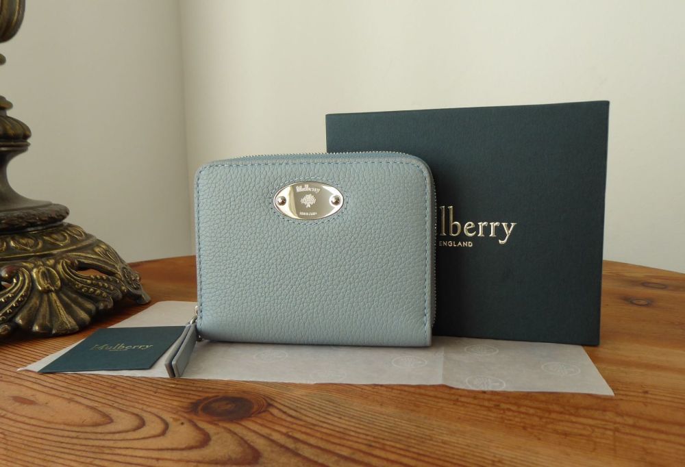 Mulberry Plaque Small Zip Around Purse in Cloud Blue Small Classic Grain Leather - SOLD
