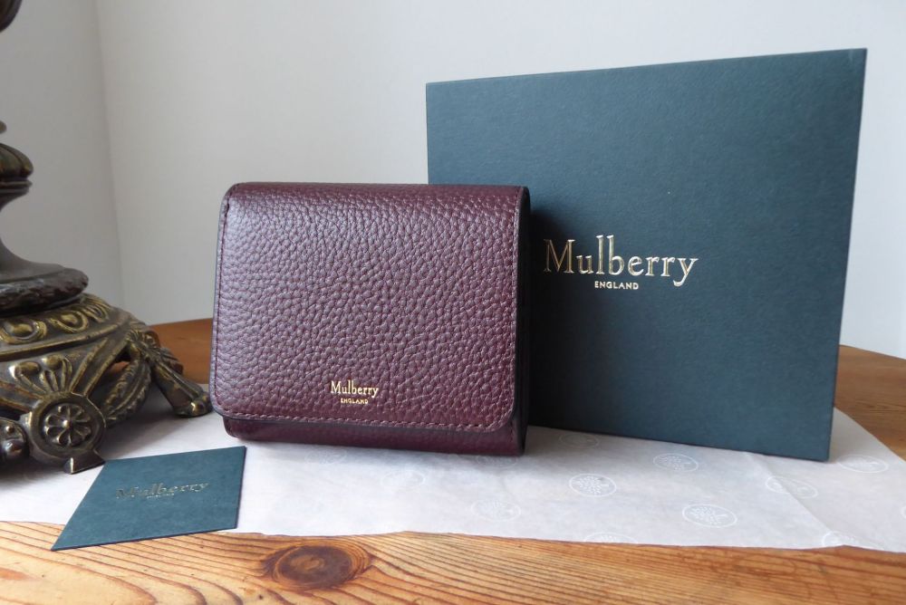 Mulberry Small Continental French Purse Wallet in Oxblood Grain Veg Tanned 