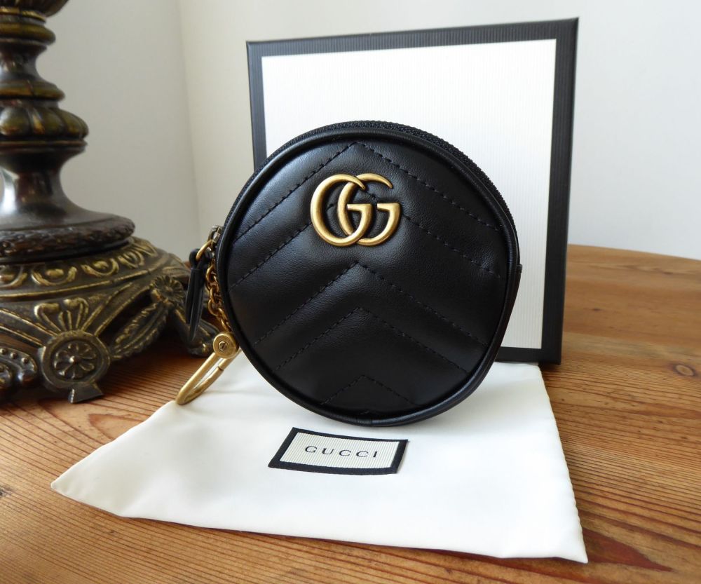 Gucci GG Marmont Round Coin Purse in Black Matelassé Calfskin - SOLD