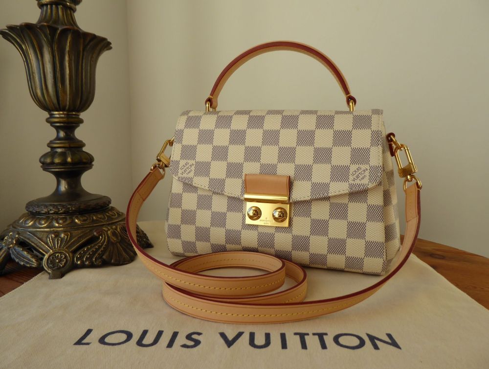 Louis Vuitton Damier Azur Croisette Chain Wallet Rose Ballerine