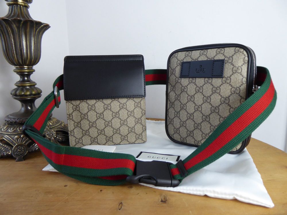 Gucci GG Supreme Monogram Two Pocket Belt Bag - As New